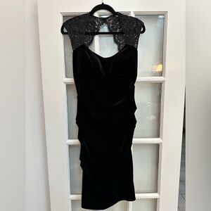 Vintage Cache Black Velvet Lace Whimsigoth Timeless Elegant Midi Dress Size 8